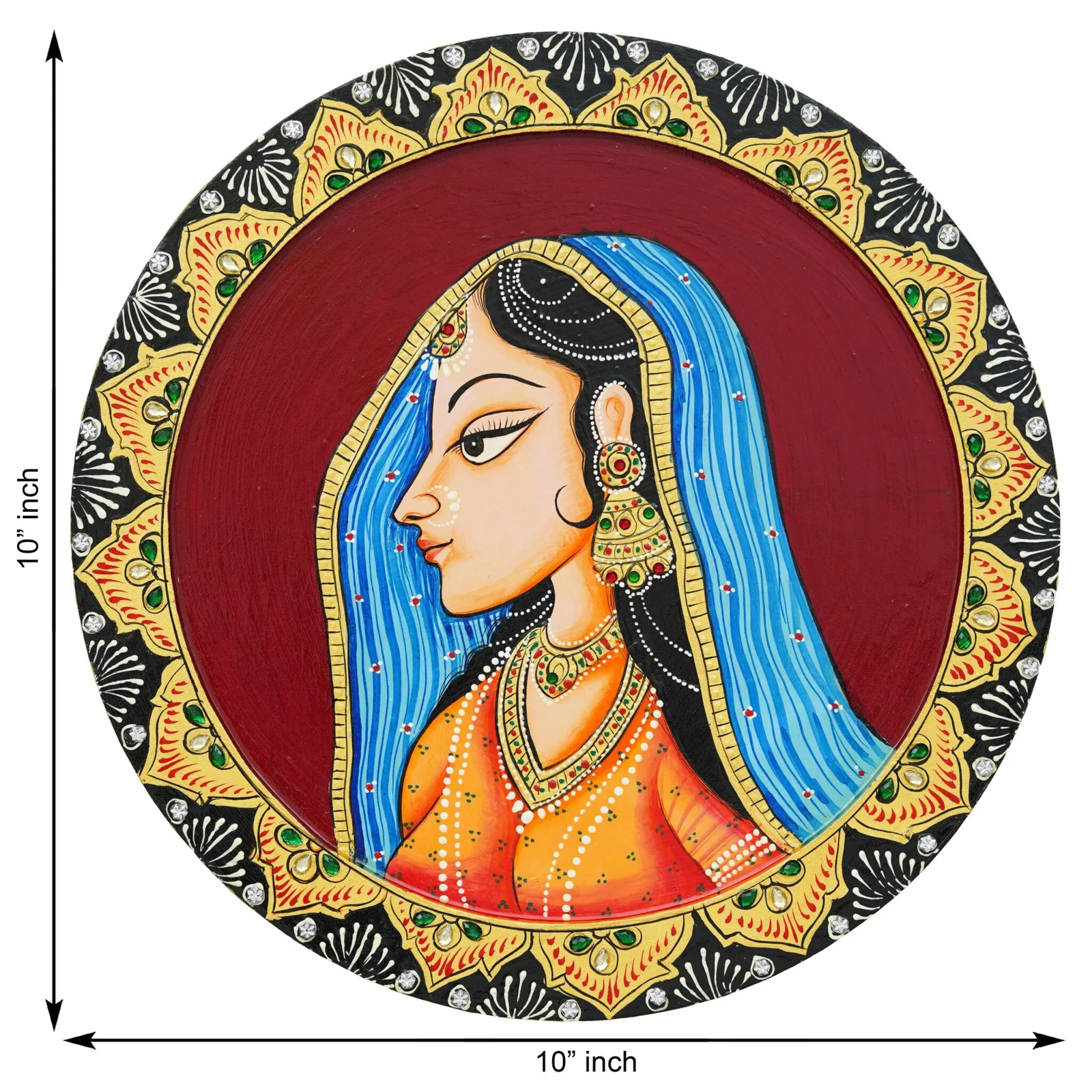 Rajasthani Pichwai Hand-Painted Pichhwai Plate For Home Décor