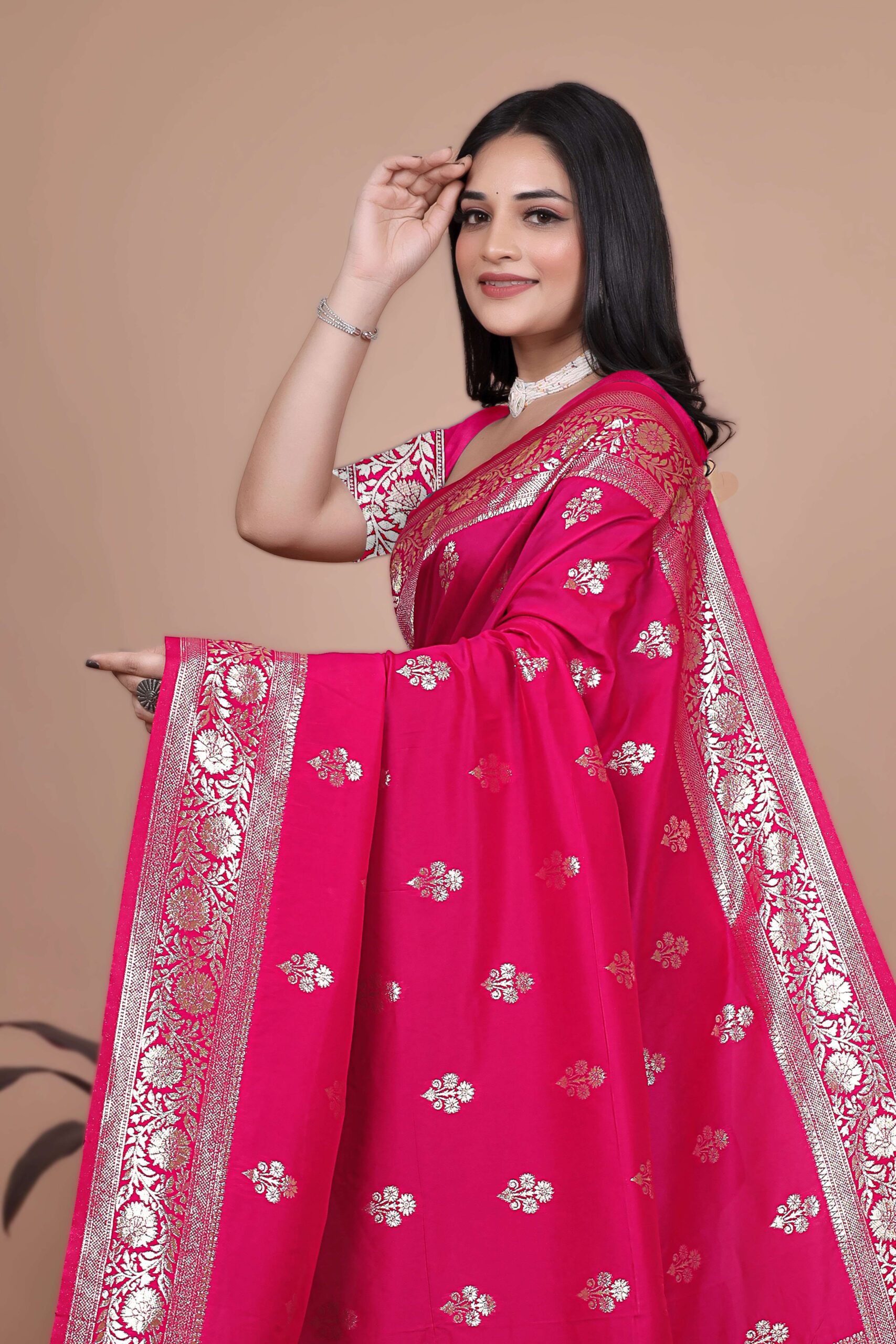 Majestic Magenta Silk Saree with Silver Zari & Twin Peacock Pallu | Wedding, Festive & Traditional Wear